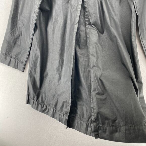 EILEEN FISHER Jacket S Waxed Cotton Trench Coat Duster Full Zip Black - Picture 10 of 14